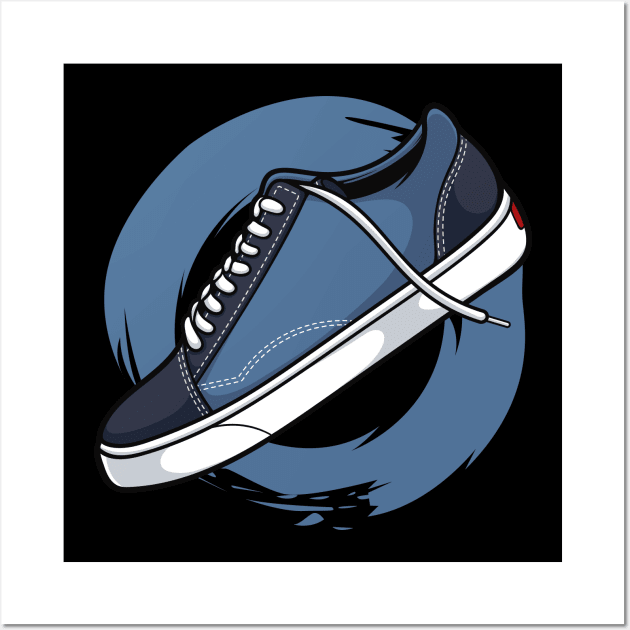 Navy White Skate Sneaker Wall Art by milatees